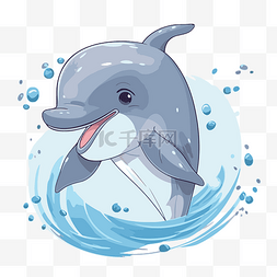 剪贴数字图片_可爱的海豚剪贴画 向量