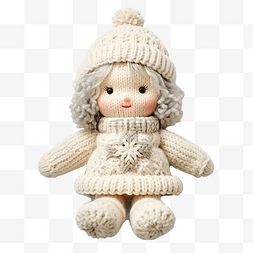 穿着圣诞针织毛衣的可爱布娃娃，