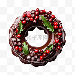 巧克力蛋糕圣诞花环加糖霜