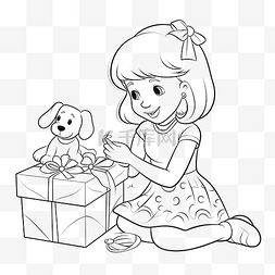 卡通生日礼品盒图片_一个女孩打开一份礼物，礼品盒里