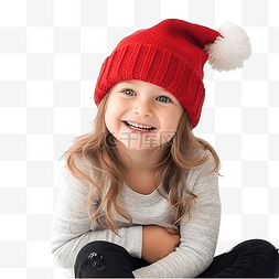 圣诞雪帽图片_一个戴着圣诞帽在白墙上摆姿势的