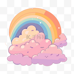 卡通云卡通云彩图片_柔和的彩虹与云彩 向量