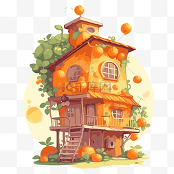 橙色的房子 向量
