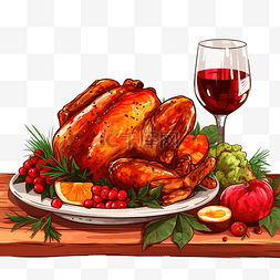 矢量桌子食物图片_圣诞节或感恩节的假日晚餐木桌上