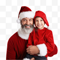 派对庆典图片_穿着圣诞老人服装和胡子的小男孩