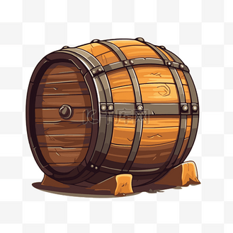 桶剪贴画卡通酒桶隔离在白色背景 向量