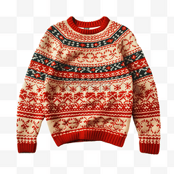 有趣的传统针织圣诞毛衣，带装饰