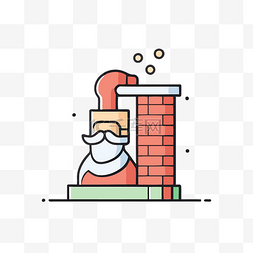 高兴地插图图片_烟囱旁的圣诞老人插图 向量