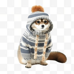 穿着针织毛衣和帽子的有趣动物