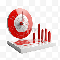 靶心图表图片_白色红色目标与飞镖或箭头条形图