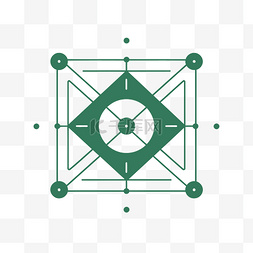 绿色极简图片_中心有一个点的几何设计 向量