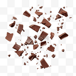 牛奶焦糖图片_巧克力块 孤立的飞行巧克力片