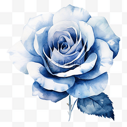 水彩玫瑰蓝色剪贴画