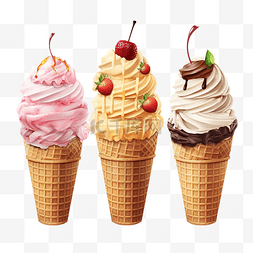 长颈锥形瓶图片_大套件冰淇淋不同类型的锥形华夫