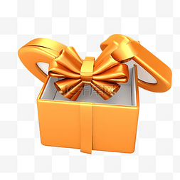 彩的礼品盒图片_惊喜打开橙色礼品盒，带金丝带 3d