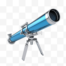 3d 蓝色望远镜图