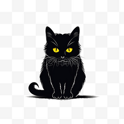 黑猫剪影与黄眼睛万圣节字符高级