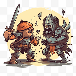 战斗剪贴画两个矮人骑士在幻想地