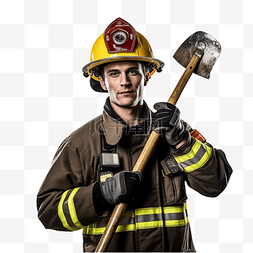 气体符号图片_拿着斧头的消防员消防员