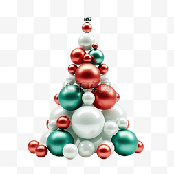 几何喜庆撒花图片_由球制成的抽象白色圣诞枞树