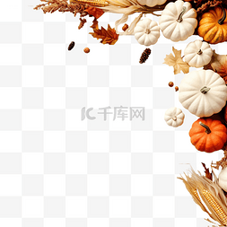 框架木桌图片_感恩节快乐概念秋季构图白南瓜木