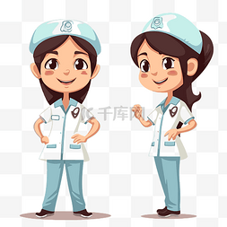 卡通护士站图片_护士剪贴画 两个卡通女护士站着