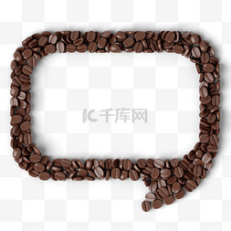 咖啡豆边框图片_对话框气泡3d渲染立体咖啡豆