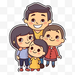 卡通亚洲家庭 卡通亚洲家庭插画 