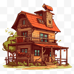 红色的谷仓门图片_谷仓剪贴画房子图画的小乡村小屋