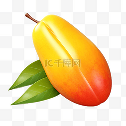 水果蔬菜透明素材图片_3d 插图水果芒果