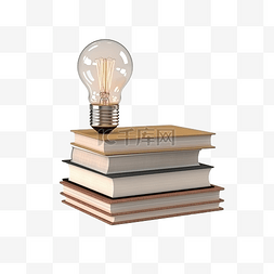 大学创新图片_3d 渲染两堆书与灯隔离