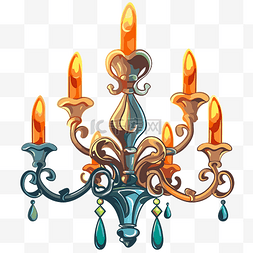 烛台剪贴画卡通吊灯与蜡烛和水晶