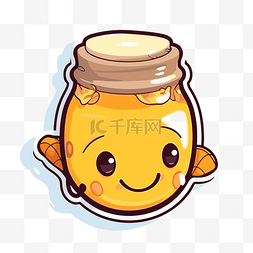 蜂蜜一罐蜂蜜图片_可爱的卡通人物，一罐蜂蜜滴在上