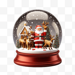 可爱的驯鹿图片_圣诞雪球，里面有可爱的驯鹿和圣