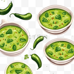 牛油果装饰背景图片_无缝模式与墨西哥传统绿汤