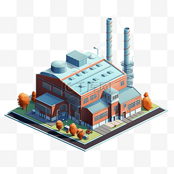 工业建筑工厂等距卡通风格