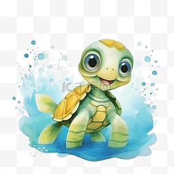可爱的乌龟图片_可爱的乌龟水彩