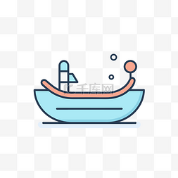 彩色的轮船图片_在白色湖帽船上游泳的图标 向量