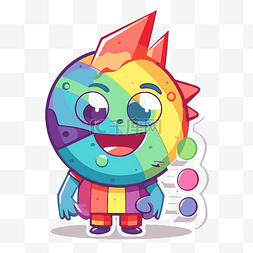 明亮的彩虹星球卡通人物 向量
