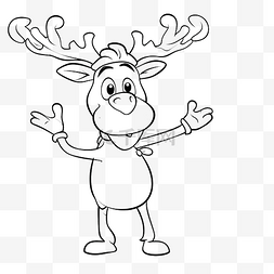 木板图片_概述有趣的圣诞驯鹿卡通人物指向