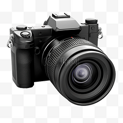 灰色字图片_带有隔离镜头的现代相机的前视图