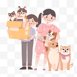 正面看着图片_幸福的家庭与宠物狗搬到新家