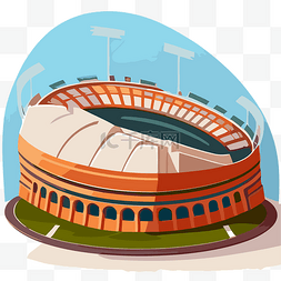 卡通足球场图片_橙色体育场的插图 向量