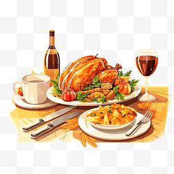 顶部菜单图片_餐桌设置上感恩节快乐菜单上的食