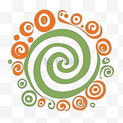 简单的漩涡剪贴画以橙色和绿色卡