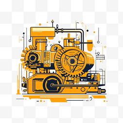 自动化插图图片_简约风格的工业机械插图