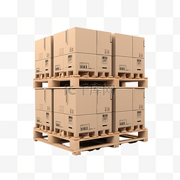 物流托盘图片_堆叠货物纸板箱，托盘空间隔离概