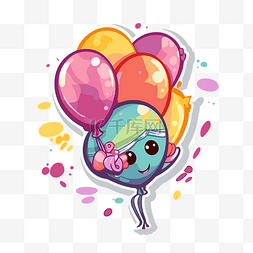 可爱的气球与彩色图案剪贴画 向