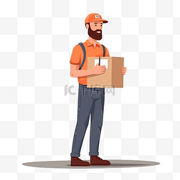 箱子的人图片_拿着箱子的男子快递员送包裹