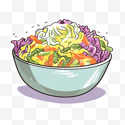 玻璃碗蔬菜图片_凉拌卷心菜剪贴画：碗卡通中一碗